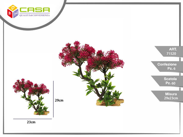 Pianta artificiale per acquario con chioma rossa 29 × 23 cm
