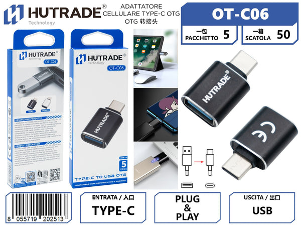 OT-C06 ADATTATORE CELLULARE TYPE-C OTG NERO