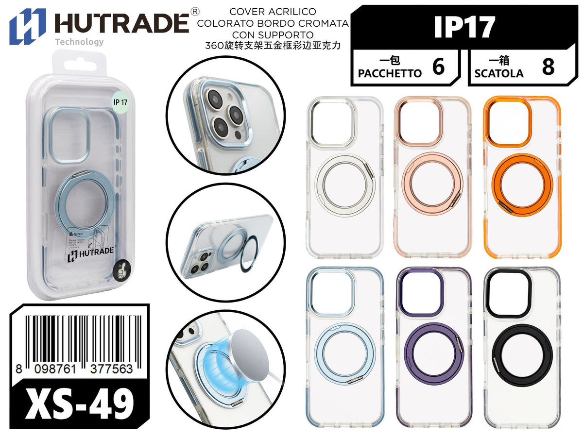 XS-49 COVER ACRILICO COLORATO BORDO CROMATA CON SUPPORTO IP17