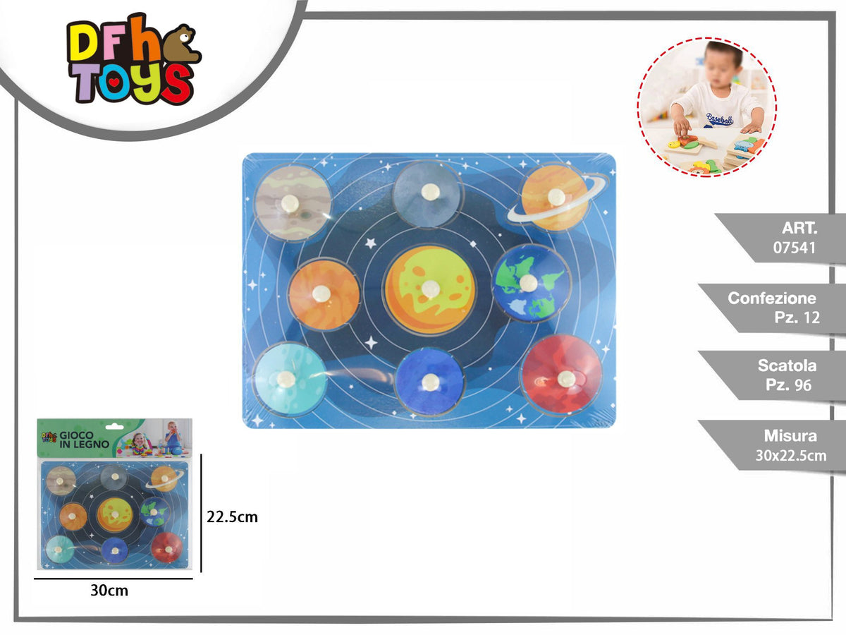 Puzzle a incastro in legno sistema solare 30 × 22,5 cm