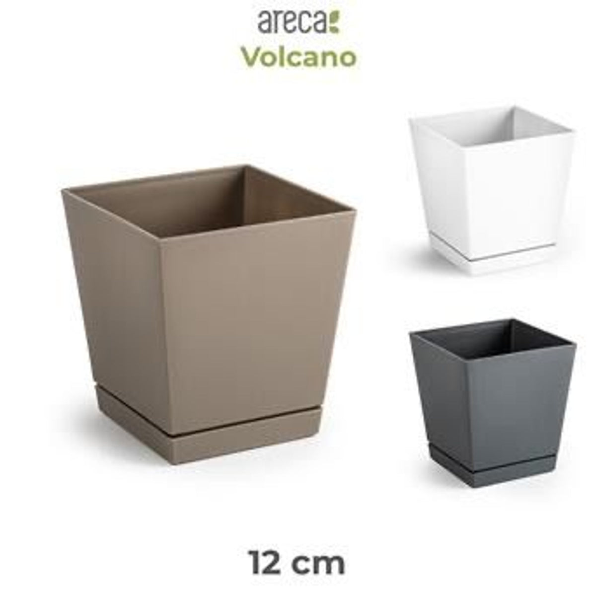 VASO QUADRATO VOLCANO PLASTICA ARECA 12CM12X12X13CM