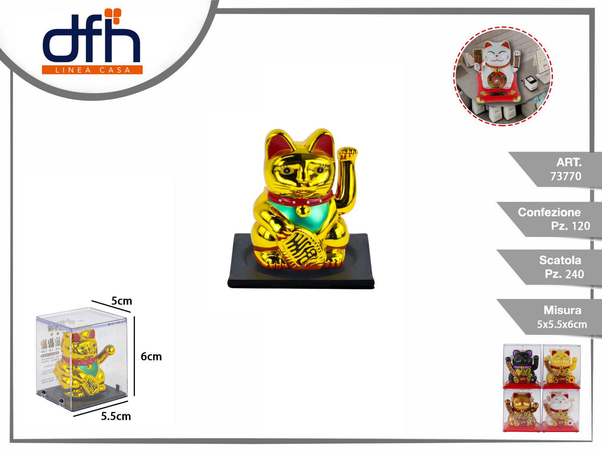 Gatto portafortuna solare in custodia trasparente