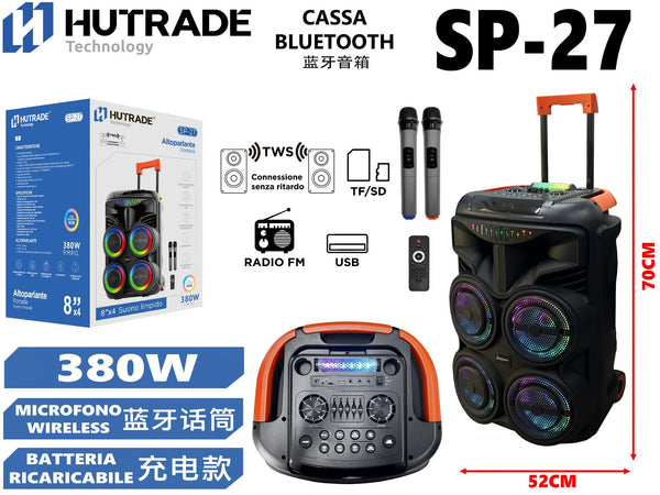 SP-27 CASSA BLUETOOTH CON MICROFONO /FM DA 380W