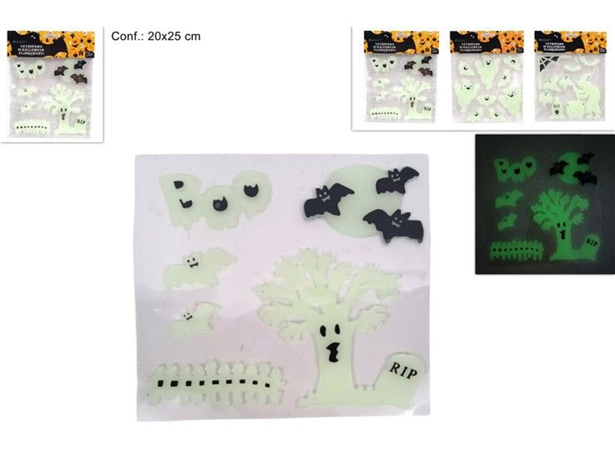 Vetrofanie fluorescenti Halloween in soggetti assortiti