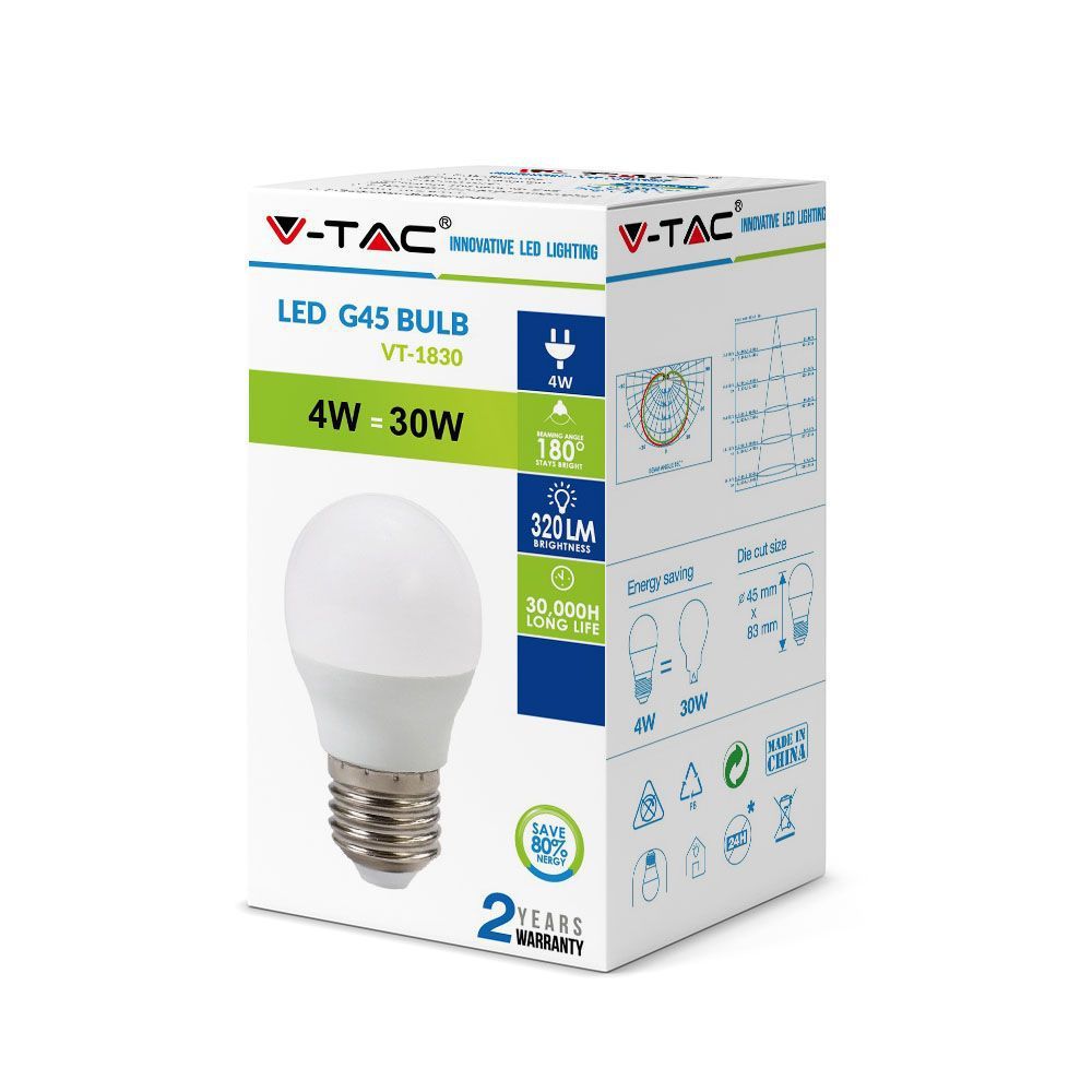 Lampadina LED V-TAC E27 G45 4 W 4500 K