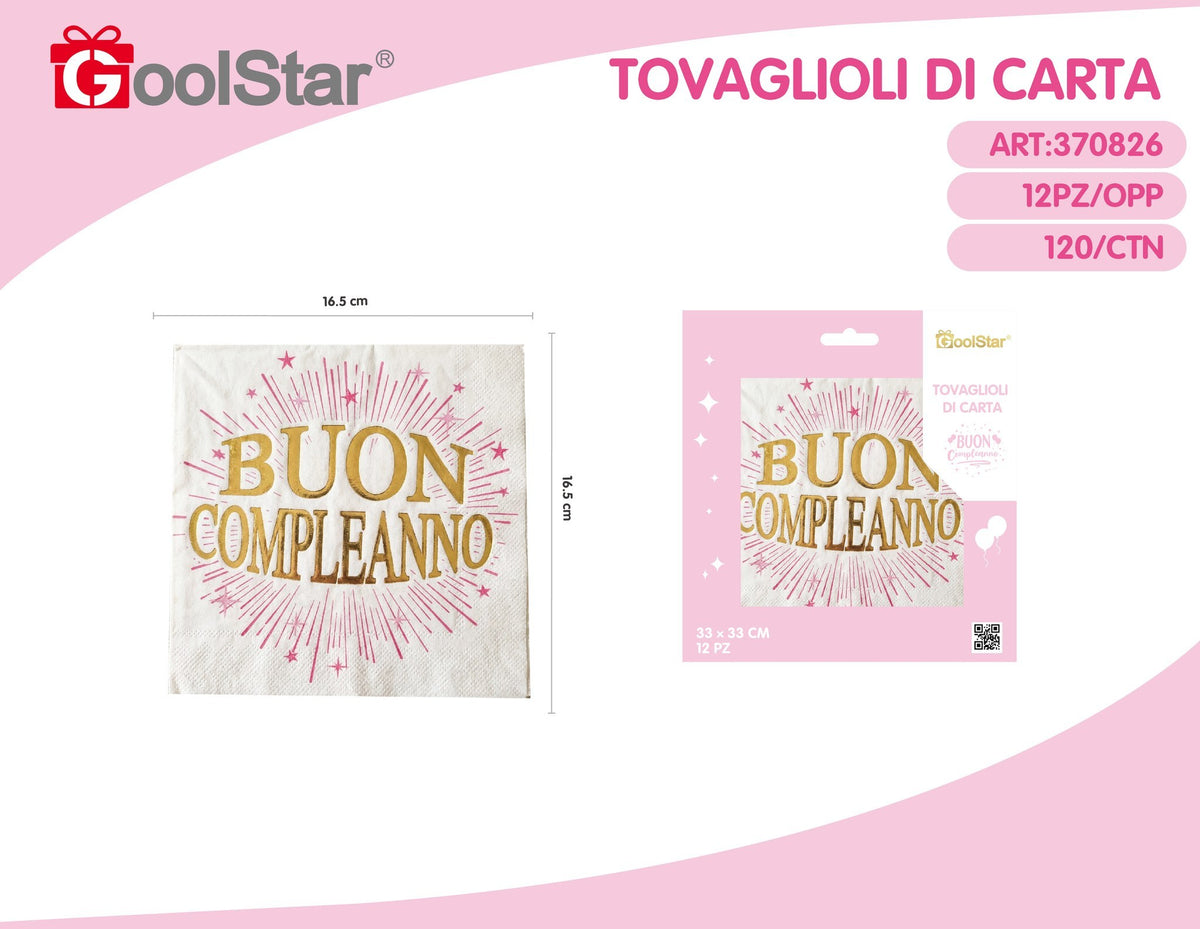 Tovaglioli di carta rosa buon compleanno