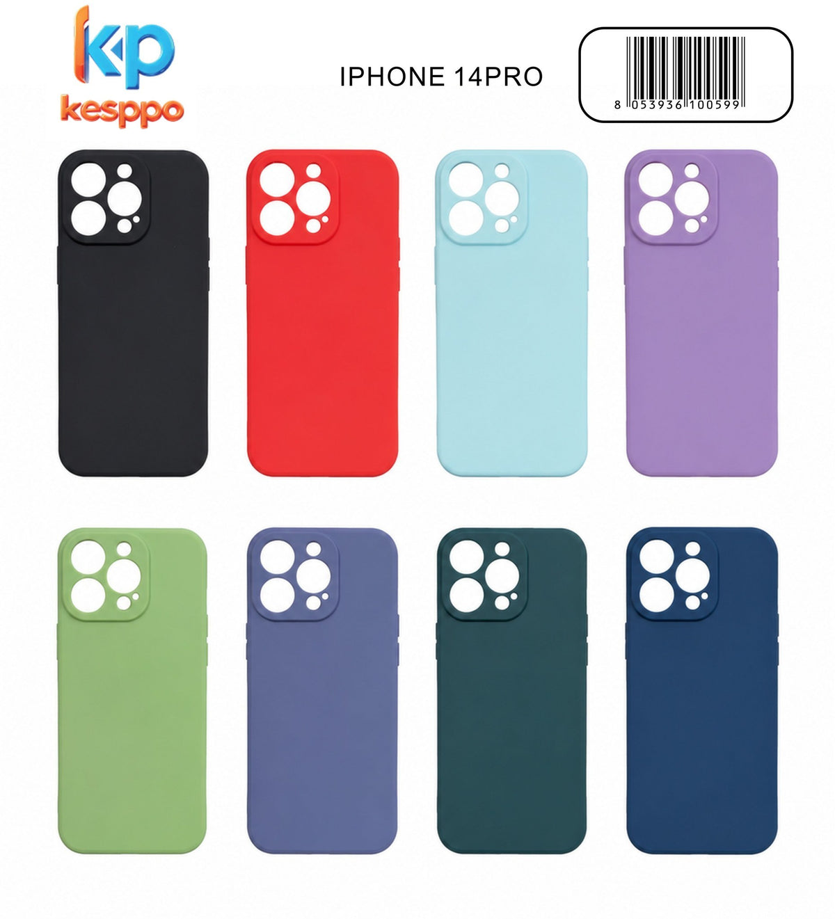 Custodia per iPhone 14 Pro – a tinta unita, in silicone, con aperture sagomate