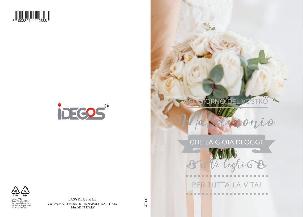 Biglietto auguri matrimonio con foil argento