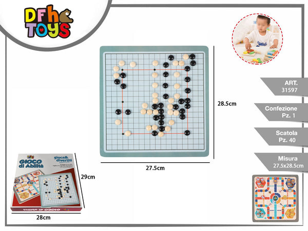 Tavoliere da gioco bifacciale con pedine