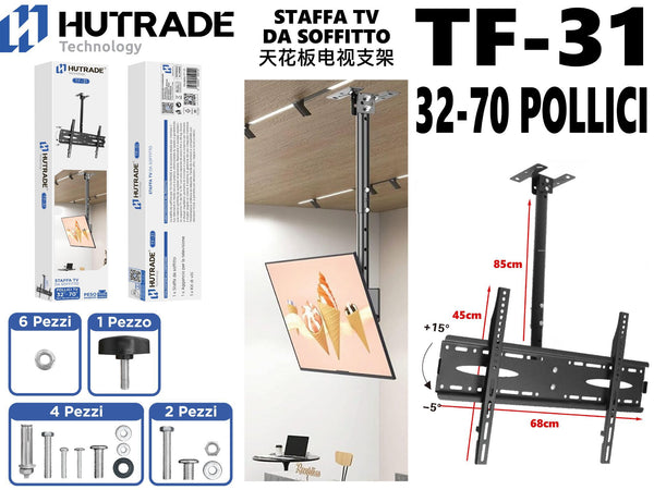 TF-31 STAFFA TV DA SOFFITTO PER TV 32-70 POLLICI 45KG
