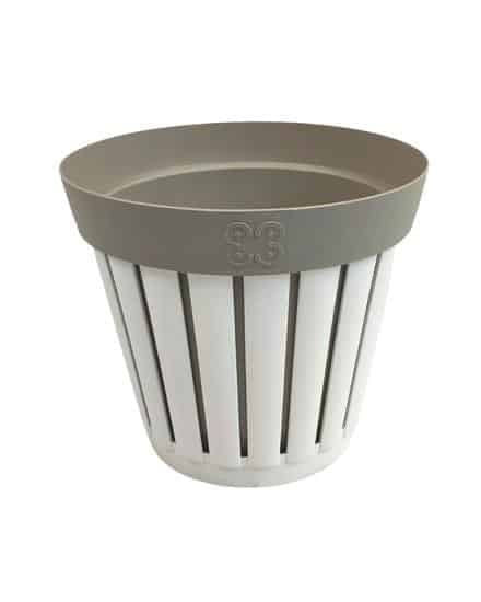 ECOPLAST VASO LINEA KRET 20CM BIANCO/TORTORA CHIARO PLASTICA