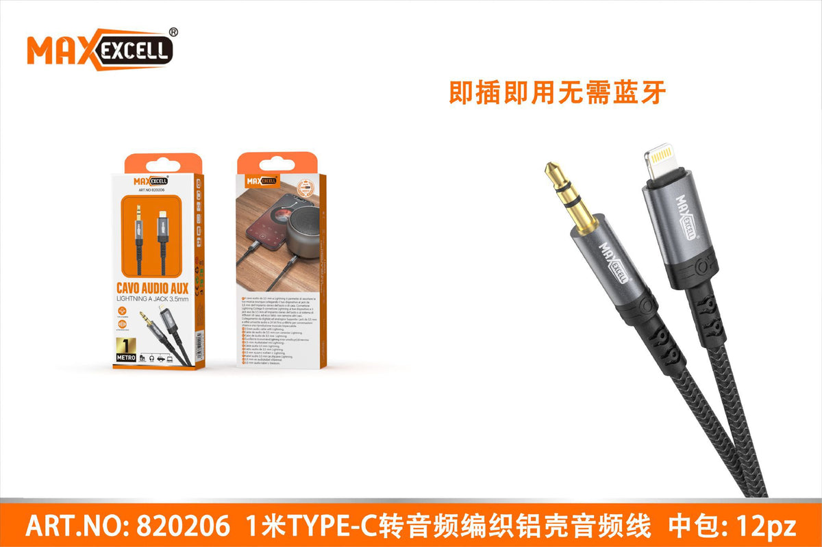 Cavo Audio AUX LIGHTNING a JACK 3.5MM 1M