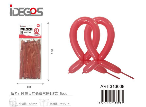 Palloncini lunghi in lattice, 15 pezzi, serie 1,8 g