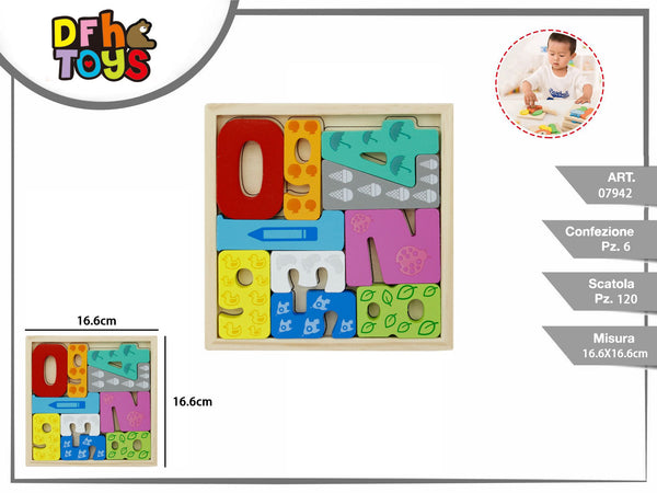 Puzzle in legno numeri da 0 a 9 con base quadrata
