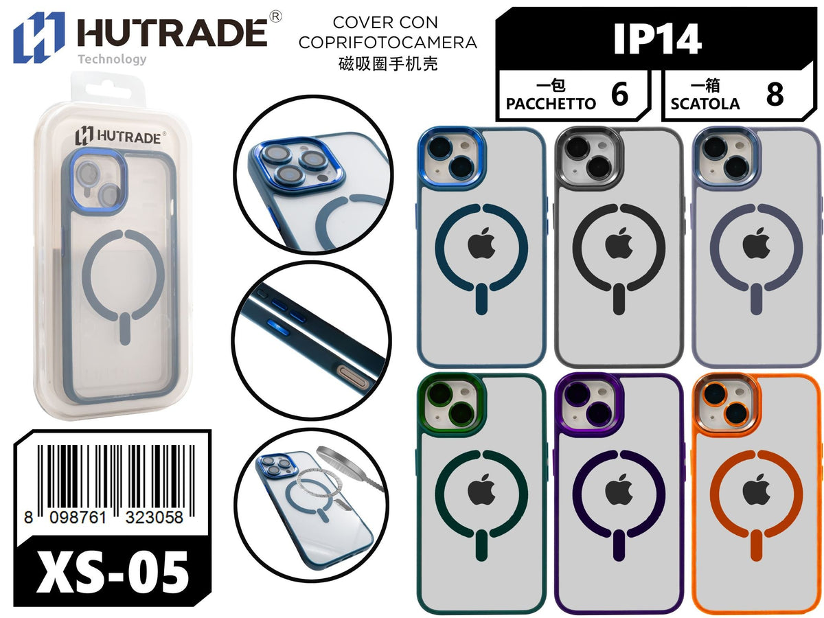 XS-05 COVER TRASPARENTE BORDO COLORATA MAGSAFE IP14