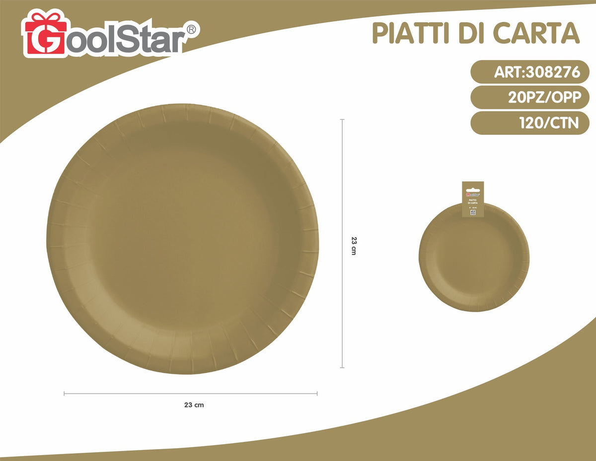 Piatto di carta oro matto rotondo