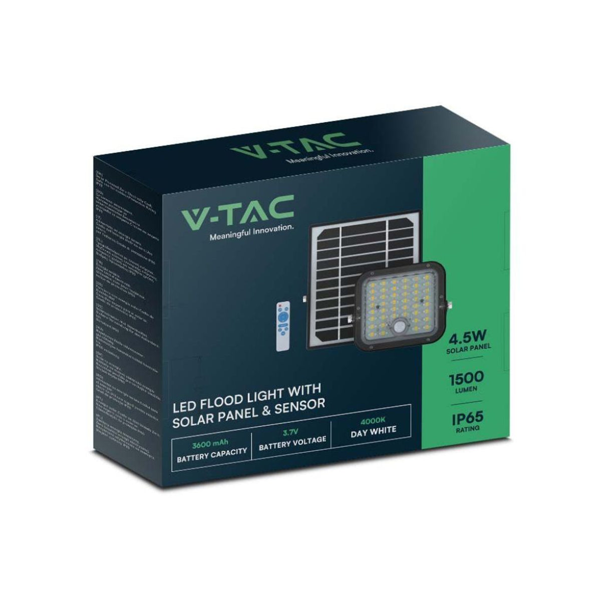 Proiettore LED solare V-TAC 10 W 4000 K con telecomando
