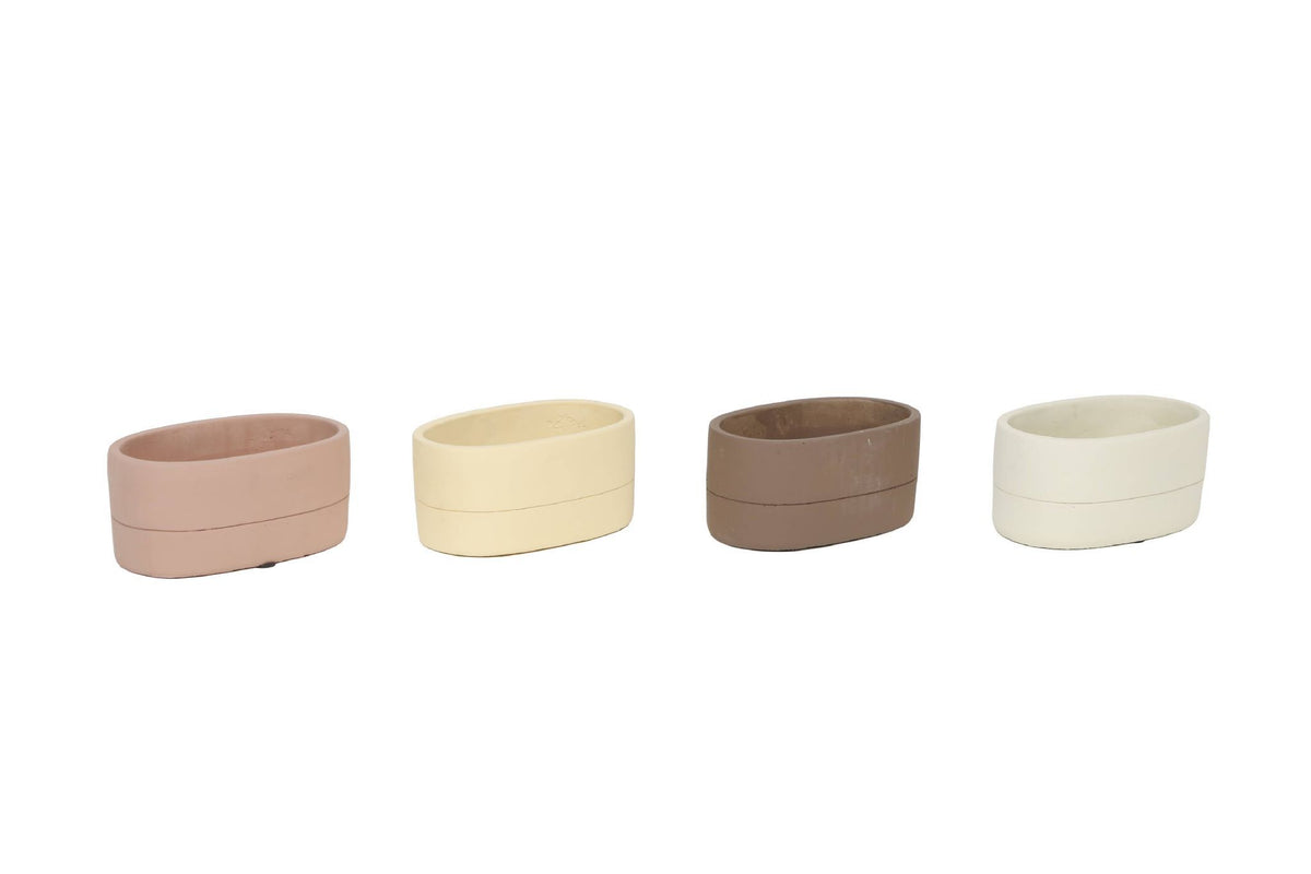 Vaso ovale in cemento in colori assortiti