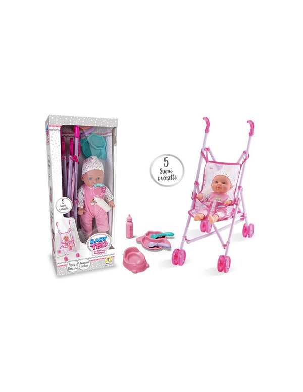 Accessorio per bambole – BABY TEO SET BEBE C PASSEGGINO E ACC 80467