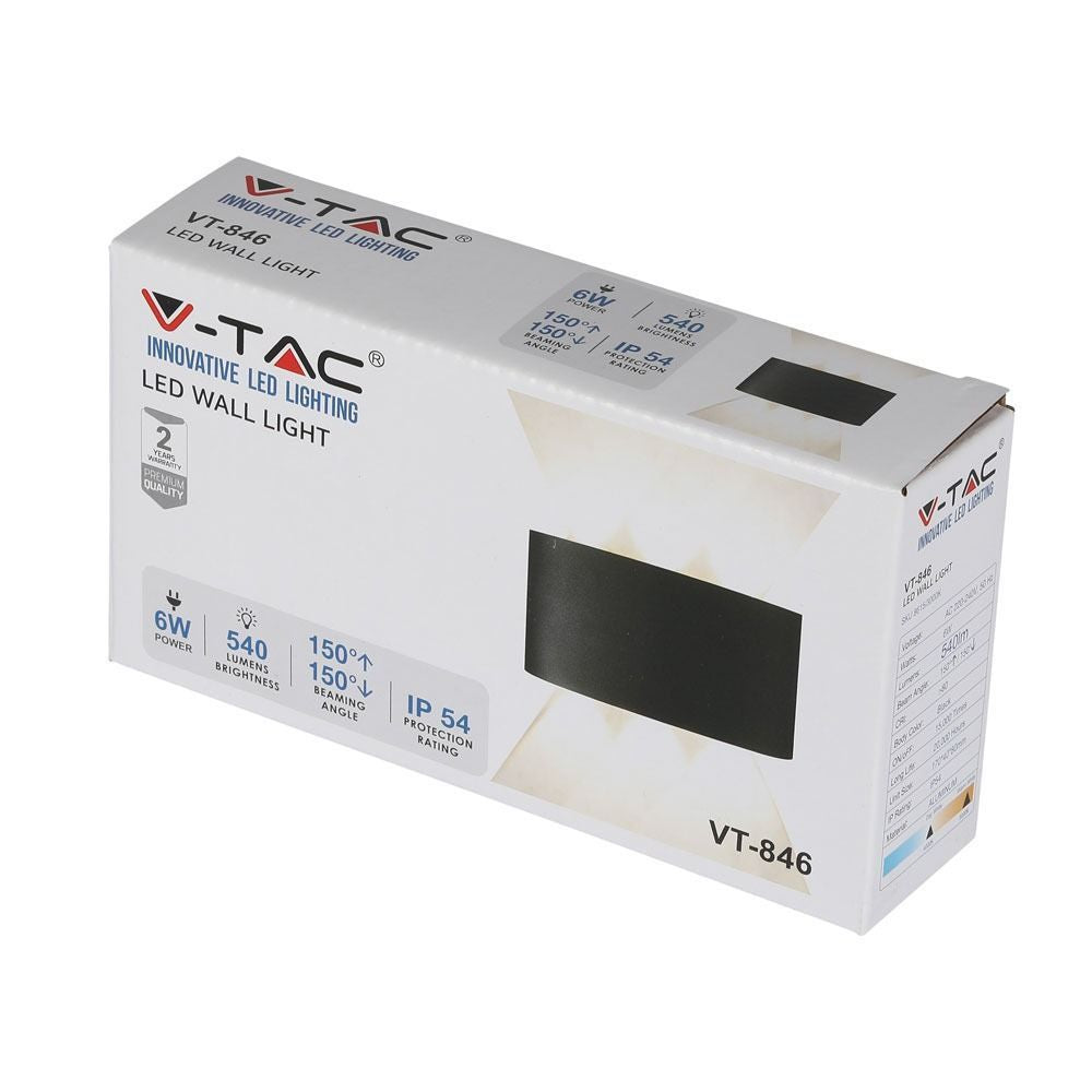 Applique LED V-TAC nera 6 W 4000 K IP54