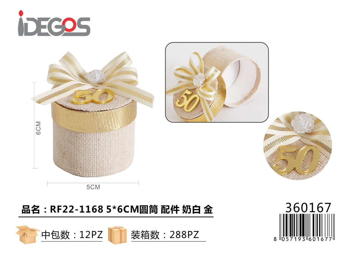 Scatolina cilindrica per anniversario, RF22-1168, 5 x 6 cm