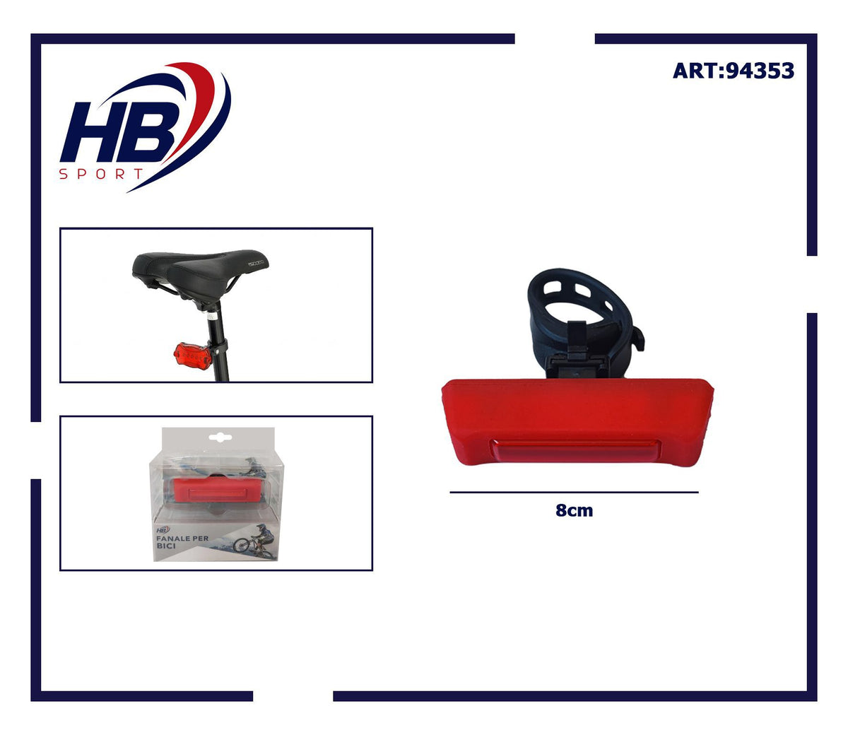 Luce posteriore rossa USB per bicicletta 8 cm