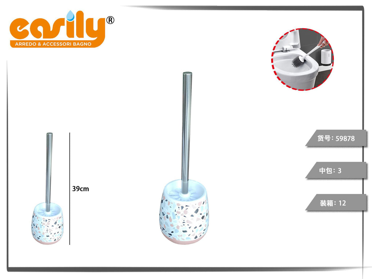 Scopino WC con portascopino in ceramica decorato a frammenti