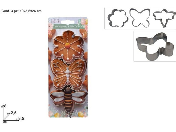 Set di 3 stampini metallici per biscotti pasquali
