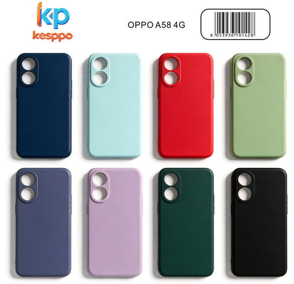 Custodia per OPPO A58 4G – a tinta unita, in silicone, con aperture sagomate