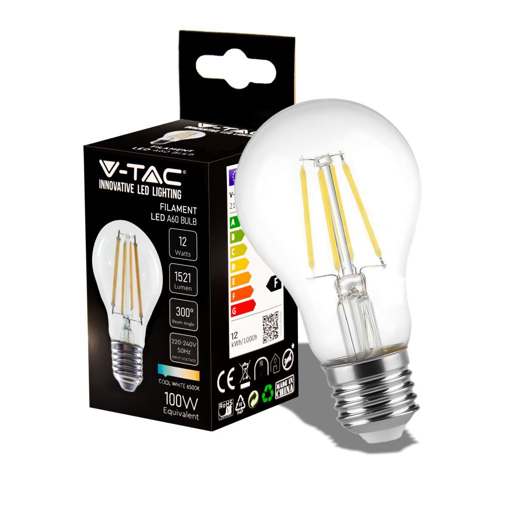 Lampadina LED V-TAC E27 A60 a filamento 12 W 6500 K