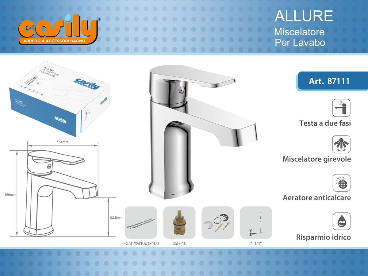 Miscelatore monocomando per lavabo ALLURE