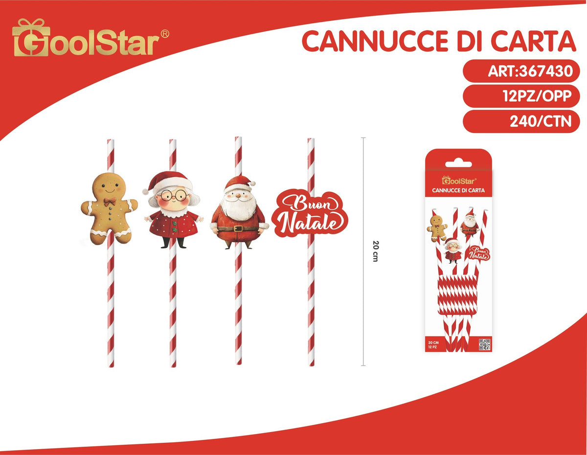 Cannucce di carta con soggetti natalizi - serie B