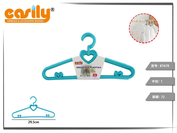 Set di cinque grucce per bambini con cuori da 29,5 cm