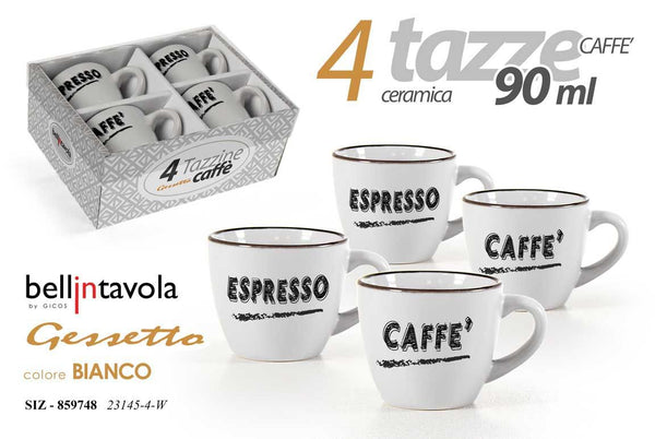 Tazzina da caffè 23145/4/W, 90 ml, confezione da 4 pezzi