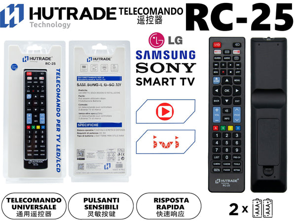 RC-25 TELECOMANDO PER TELEVISIONE UNIVERSALE 3IN1