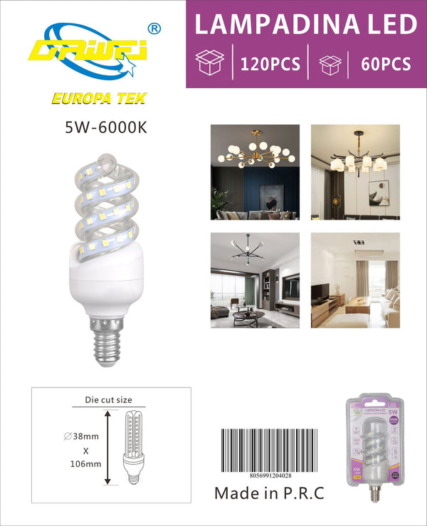 Lampadina LED a spirale — 5 W, E14