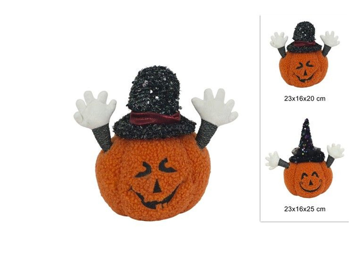 Zucca decorativa con cappello Halloween assortita