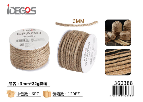 Rotolo di spago di juta, 3 mm, 22 g