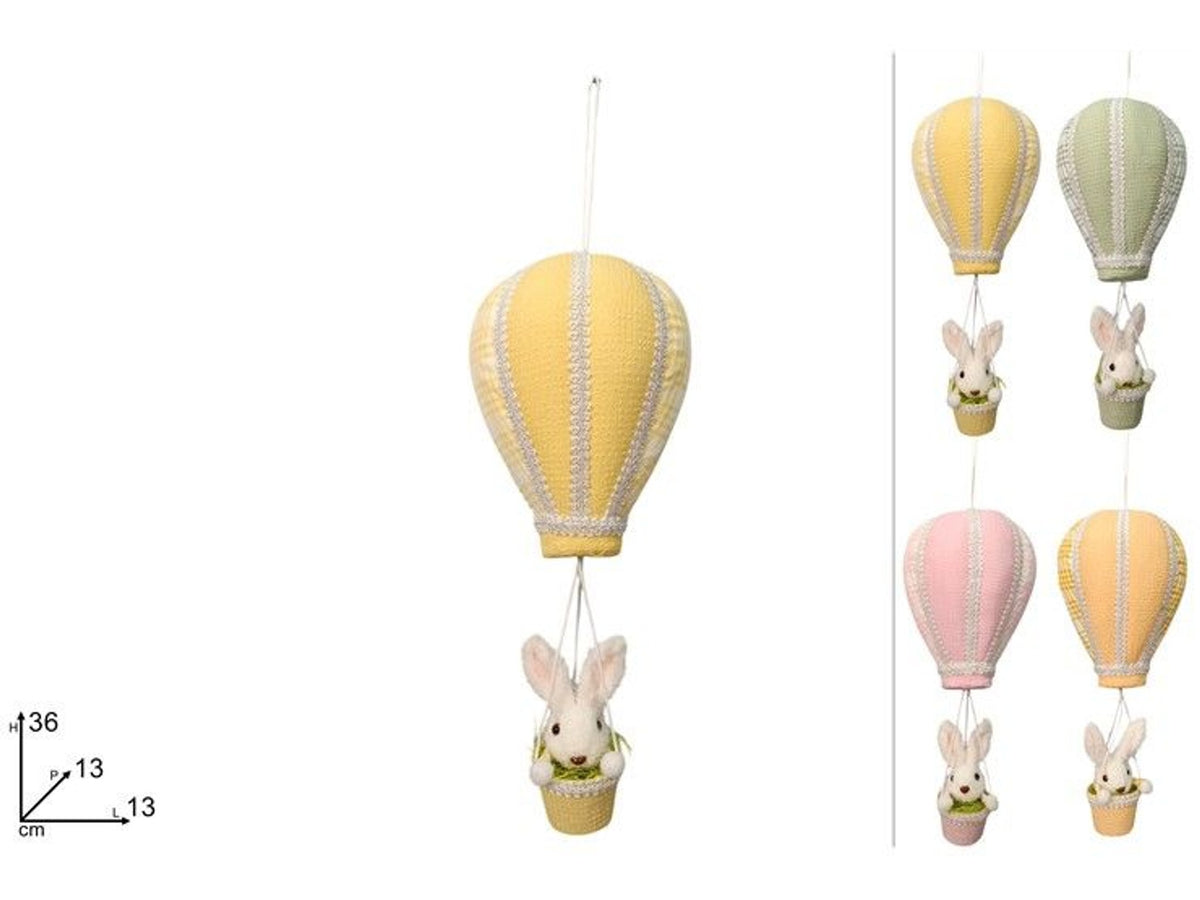 Mongolfiera pasquale con coniglietto da appendere 36 cm