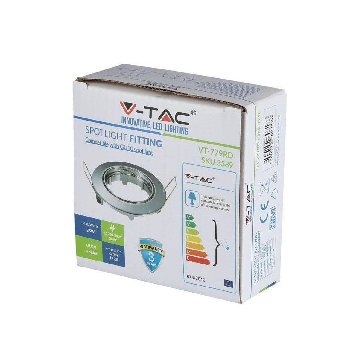 Portafaretto V-TAC GU10 rotondo orientabile cromato