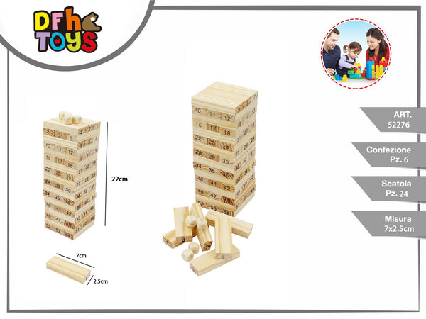 Torre di equilibrio in legno con blocchi numerati