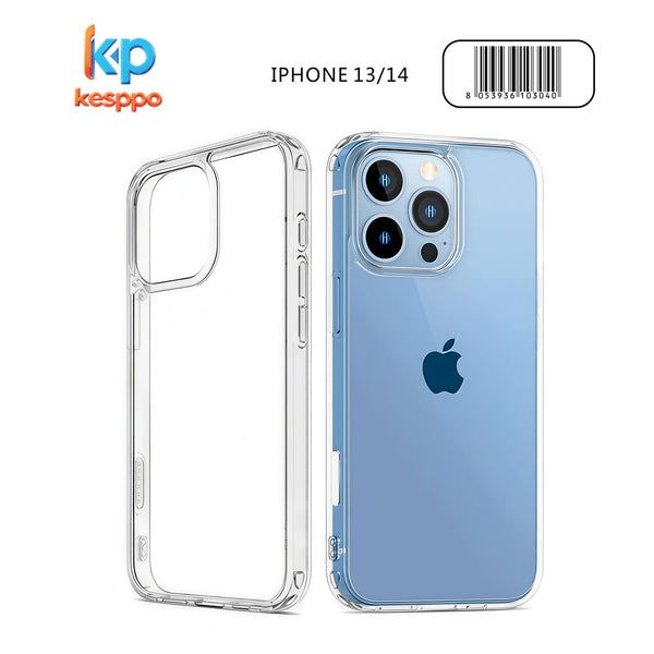 Custodia per iPhone 13 / 14 – trasparente, in silicone, con apertura ampia