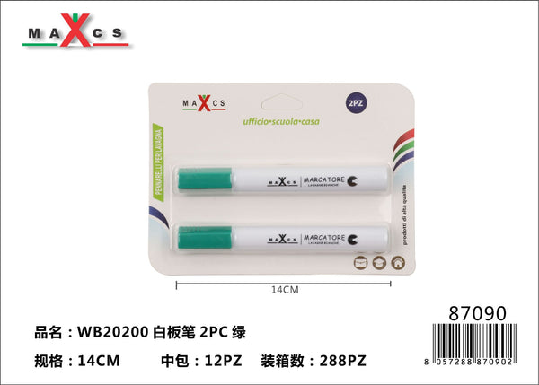 Pennarello per lavagna WB20200, verde, confezione da 2 pezzi