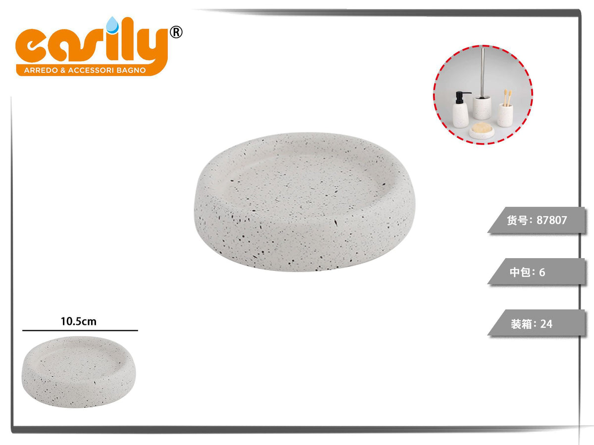 Portasapone rotondo in ceramica puntinata