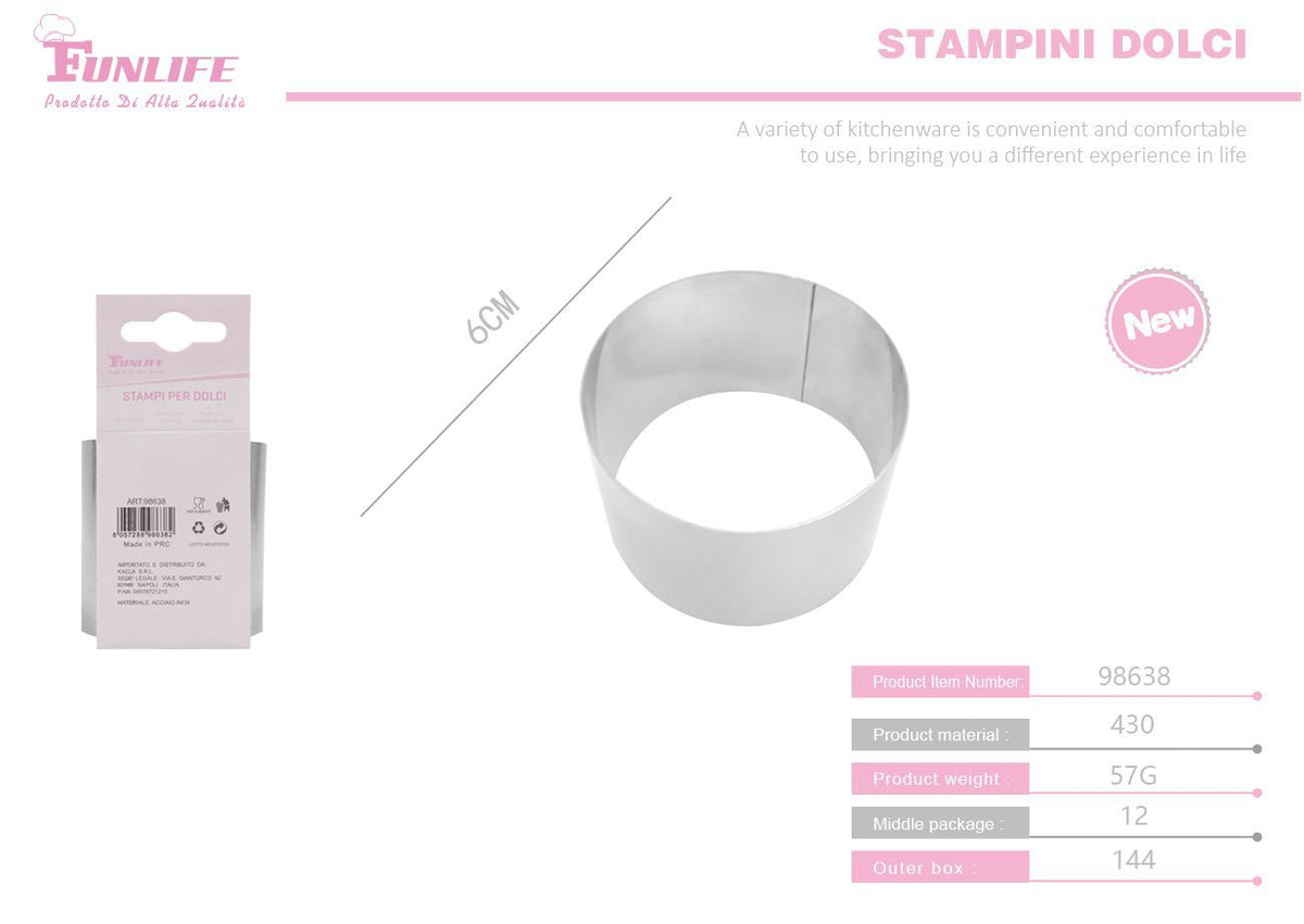 Stampo per biscotti, forma rotonda, serie 6H