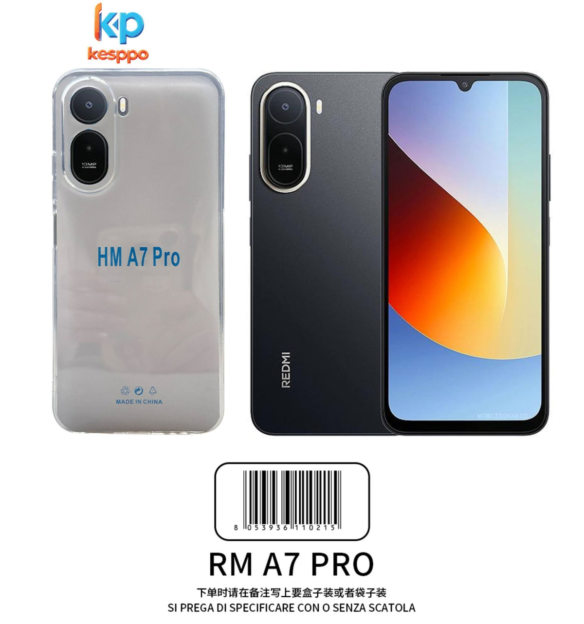Custodia per Redmi A7 Pro 4G – trasparente, in silicone