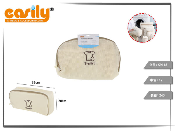 Sacchetto per bucato a scatola con zip e ricamo