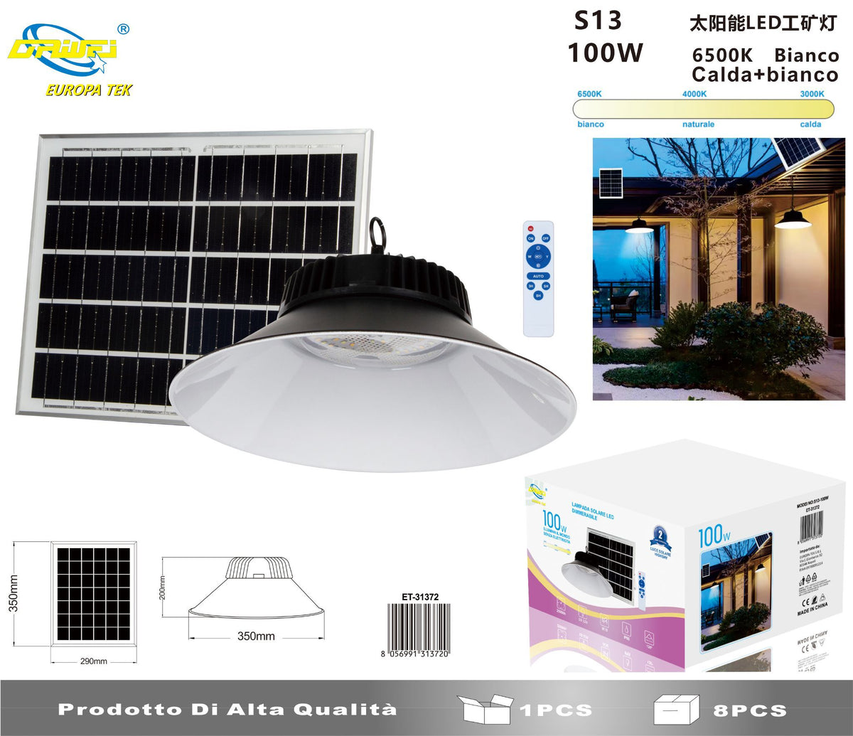 Lampada industriale solare — 3000 K, 6500 K