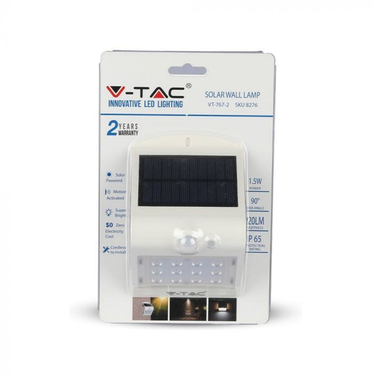 Applique LED solare V-TAC 1,5 W con sensore IP65