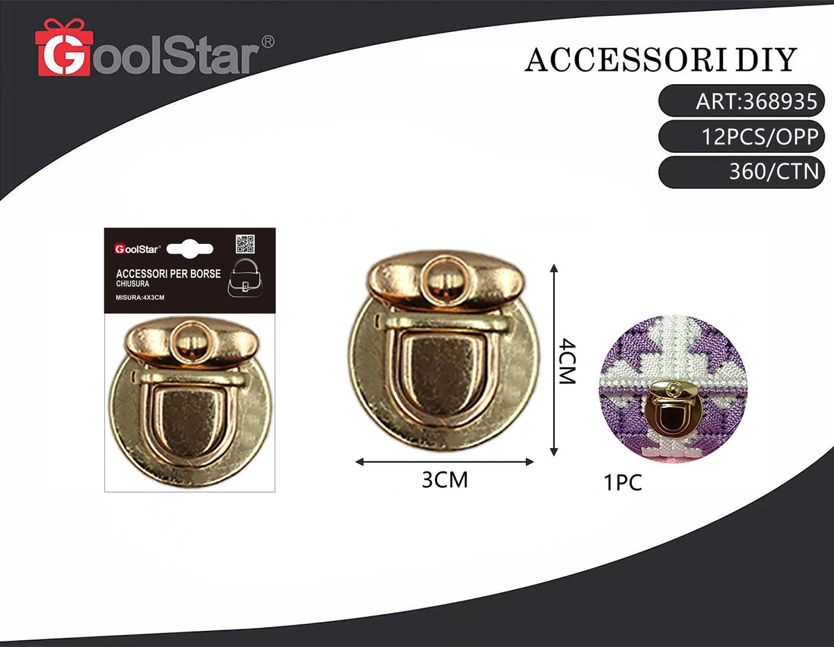 Chiusura GoolStar A029 per borse 4 x 3 cm, 1 pezzo
